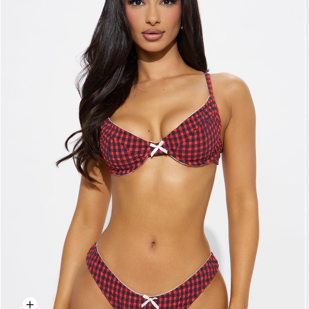 Red and Black Checkered Bikini